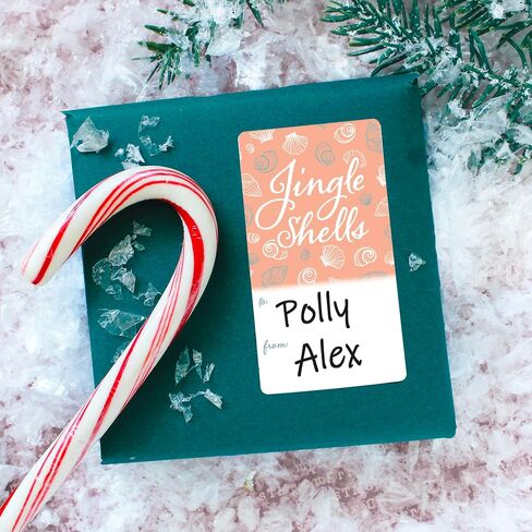 Coral Beach Christmas Gift Tag Stickers, 75 Labels - Peel and Stick Seashell Gift Tags in Saudi Arabia