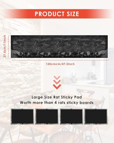 47.2 * 11inch Rat Sticky Pad, 6Pack Extra Large Glue Sticky Pad for Mice and Rats, Enhanced Stickiness Pads That Work for Rodents in Kuwait