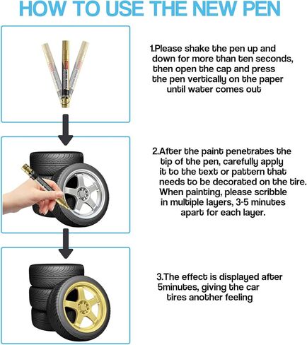 أقلام تلوين سائلة من الكروم من RAYHONG، أقلام طلاء من الكروم، علامات مرآة معدنية لامعة عاكسة للضوء، قلم طلاء إصلاح لنموذج معدني من البلاستيك والزجاج DIY Craft-Gold in Kuwait