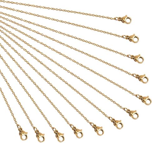 NBEADS 10 فروع 17.7 بوصة سلاسل صنع المجوهرات مطلية بالذهب الوردي، سلاسل قلادة السائبة 304 الفولاذ المقاوم للصدأ قلادة ربط سلسلة كابل مع المشابك جراد البحر لصنع المجوهرات in Saudi Arabia