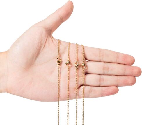 NBEADS 10 فروع 17.7 بوصة سلاسل صنع المجوهرات مطلية بالذهب الوردي، سلاسل قلادة السائبة 304 الفولاذ المقاوم للصدأ قلادة ربط سلسلة كابل مع المشابك جراد البحر لصنع المجوهرات in Saudi Arabia