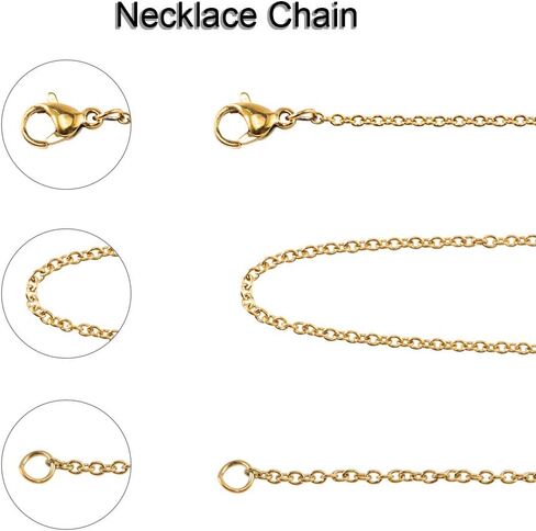 NBEADS 10 فروع 17.7 بوصة سلاسل صنع المجوهرات مطلية بالذهب الوردي، سلاسل قلادة السائبة 304 الفولاذ المقاوم للصدأ قلادة ربط سلسلة كابل مع المشابك جراد البحر لصنع المجوهرات in Saudi Arabia