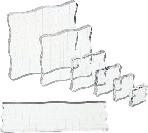 PATIKIL Acrylic Stamp Block, 7 Pack Clear Stamping Block with Grid Lines Decorative Mounting Blocks Set Wave for Scrapbooking DIY Crafts Card Making in Saudi Arabia