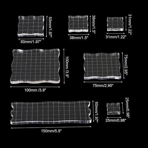 PATIKIL Acrylic Stamp Block, 7 Pack Clear Stamping Block with Grid Lines Decorative Mounting Blocks Set Wave for Scrapbooking DIY Crafts Card Making in Saudi Arabia