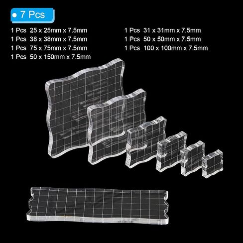 PATIKIL Acrylic Stamp Block, 7 Pack Clear Stamping Block with Grid Lines Decorative Mounting Blocks Set Wave for Scrapbooking DIY Crafts Card Making in Saudi Arabia