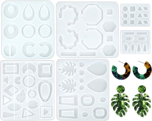 6 Pieces Silicone Earring Moulds Keychain Epoxy Pendant Ear Studs Resin Molds for DIY Crafts Jewelry Casting Making in Saudi Arabia