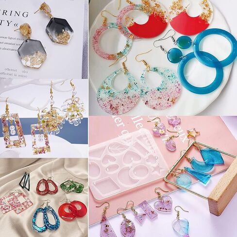 6 Pieces Silicone Earring Moulds Keychain Epoxy Pendant Ear Studs Resin Molds for DIY Crafts Jewelry Casting Making in Saudi Arabia