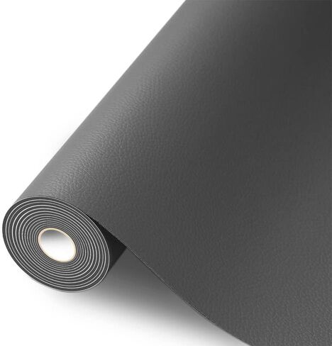 رقعة إصلاح جلدية، رقعة إصلاح جلدية ذاتية اللصق، طقم إصلاح جلدي لمقعد السيارة والأرائك والأرائك وكرسي الكمبيوتر والأثاث وحقائب اليد ومقعد السائق (15.7 × 118 بوصة، رمادي داكن) in Kuwait