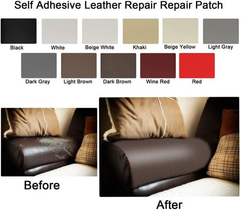 رقعة إصلاح جلدية، رقعة إصلاح جلدية ذاتية اللصق، طقم إصلاح جلدي لمقعد السيارة والأرائك والأرائك وكرسي الكمبيوتر والأثاث وحقائب اليد ومقعد السائق (15.7 × 118 بوصة، رمادي داكن) in Kuwait