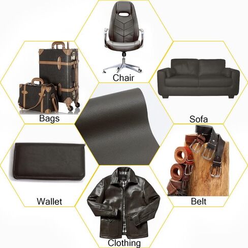 رقعة إصلاح جلدية، رقعة إصلاح جلدية ذاتية اللصق، طقم إصلاح جلدي لمقعد السيارة والأرائك والأرائك وكرسي الكمبيوتر والأثاث وحقائب اليد ومقعد السائق (15.7 × 118 بوصة، رمادي داكن) in Kuwait