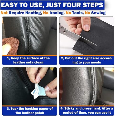 رقعة إصلاح جلدية ذاتية اللصق، شريط رقعة جلدية مقاس 8 × 11 بوصة للأثاث، طقم إصلاح جلدي لمقعد السيارة والأريكة والكرسي والأريكة والقبعات (رمادي) in Kuwait