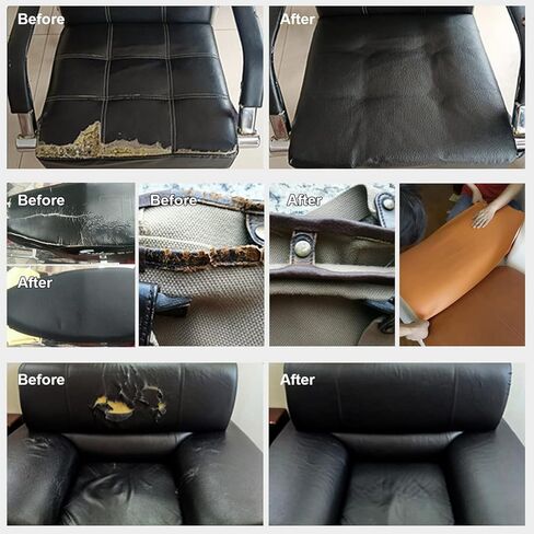 Enjoy Myself Leather Repair Patch Kit, 5.5 x 118 inch Self-Adhesive Leather Refinisher Cuttable Sofa Repair Tape for Furniture Couch Chair Car Seat (5.5x118 inch, Dark Brown) in Kuwait