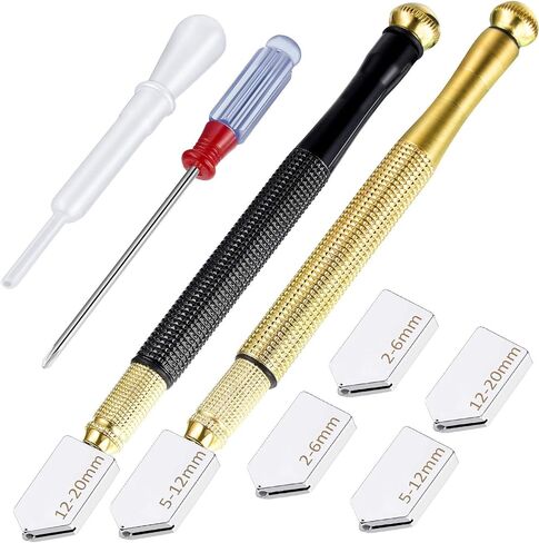 Mudder 9 Pcs Glass Cutter Tool Mirror Cutting Tool with 2-6 Mm, 5-12 Mm, 12-20 mm Glass Cutter Head and Screwdriver Oil Dropper Glove for Tiles Mirror in Saudi Arabia