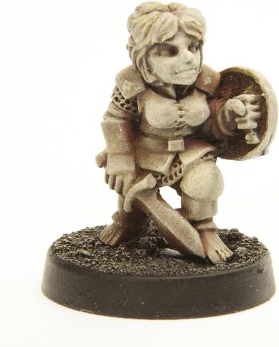 Stonehaven Female Halfling Fighter Miniature Figure (for 28mm Scale Table Top War Games) - Made in USA in Saudi Arabia