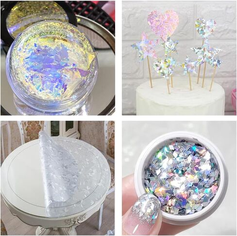 HYANG Transparent Rose PVC Super Clear Holographic Vinyl Faux Leather Sheets 1 Roll 12" x 53" (30cm x 135cm) for DIY Bows Earrings Bags DIY Crafts Making in Kuwait