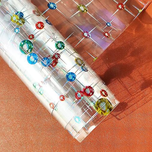 HYANG Transparent Rose PVC Super Clear Holographic Vinyl Faux Leather Sheets 1 Roll 12" x 53" (30cm x 135cm) for DIY Bows Earrings Bags DIY Crafts Making in Kuwait