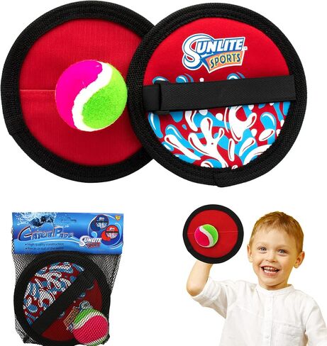 مجموعة ألعاب كرة الرمي والالتقاط الرياضية من صن لايت، تتضمن وسادتين لليدين وكرة واحدة، في الفناء الخلفي لحوض السباحة والشاطئ واللعب في الأماكن المغلقة في الهواء الطلق، سهلة الرمي والالتقاط in Kuwait