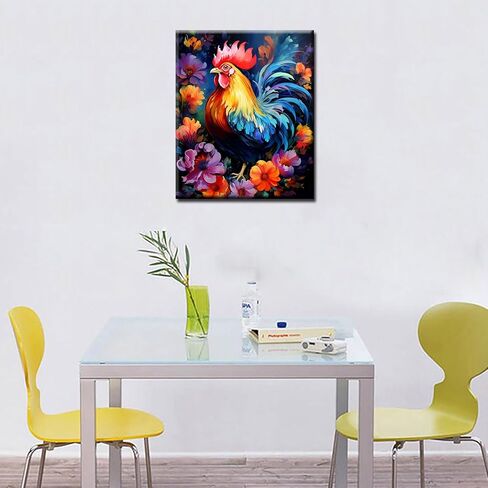 طلاء الفيل Tucocoo حسب الرقم للبالغين المبتدئين، مجموعات الطلاء الزيتي الرقمي DIY على القماش مع فرش وصبغة أكريليك، زهور التوليب مرسومة يدويًا لديكور المنزل 16 × 20 بوصة (بدون إطار) in Kuwait