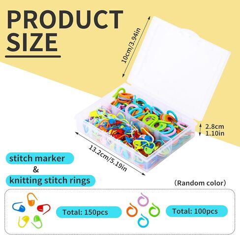 250 قطعة من علامات الغرز الملونة للكروشيه، نوعان من علامات الحياكة في مشابك قفل النسيج، الفنون والحرف اليدوية in Kuwait