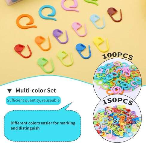 250 قطعة من علامات الغرز الملونة للكروشيه، نوعان من علامات الحياكة في مشابك قفل النسيج، الفنون والحرف اليدوية in Kuwait