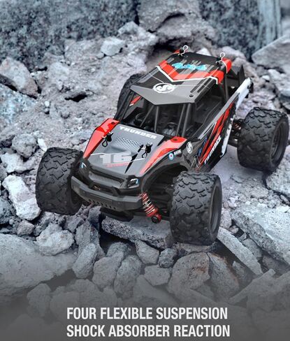 سيارة كورورو 1:18 لجميع التضاريس RC، سيارة كهربائية عالية السرعة 4WD بسرعة 36 كيلو في الساعة مع جهاز تحكم عن بعد 2.4 جيجا هرتز، شاحنة مقاومة للماء للطرق الوعرة 4X4 مع بطاريتين قابلتين لإعادة الشحن (الإصدار القياسي) in Saudi Arabia