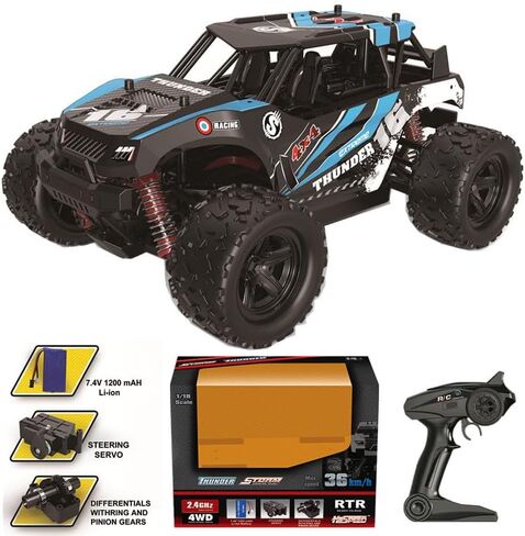 سيارة كورورو 1:18 لجميع التضاريس RC، سيارة كهربائية عالية السرعة 4WD بسرعة 36 كيلو في الساعة مع جهاز تحكم عن بعد 2.4 جيجا هرتز، شاحنة مقاومة للماء للطرق الوعرة 4X4 مع بطاريتين قابلتين لإعادة الشحن (الإصدار القياسي) in Saudi Arabia