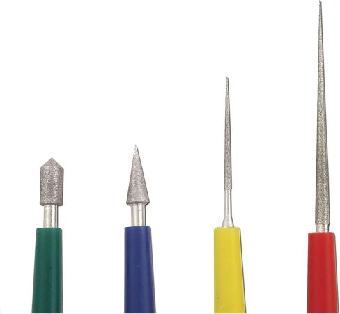 The Beadsmith 4-Piece Diamond Tipped Bead Reamer Set, Color Coded Plastic Handles, Remove Burrs, Enlarge Holes, Smooth Edges in Saudi Arabia