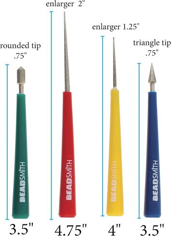 The Beadsmith 4-Piece Diamond Tipped Bead Reamer Set, Color Coded Plastic Handles, Remove Burrs, Enlarge Holes, Smooth Edges in Saudi Arabia