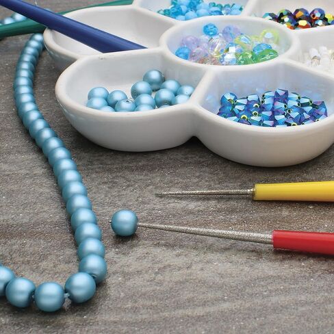 The Beadsmith 4-Piece Diamond Tipped Bead Reamer Set, Color Coded Plastic Handles, Remove Burrs, Enlarge Holes, Smooth Edges in Saudi Arabia