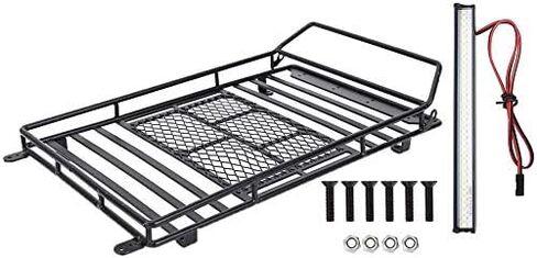 رف سقف حامل الامتعة مع شريط اضاءة LED من دي كيه كيه واي لسيارة الزاحفة بجهاز تحكم عن بعد 1/10 SCX10 90046 تراكساس TRX4 (245150 ملم) in Kuwait