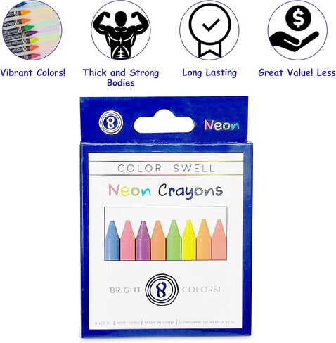 عبوات كبيرة من ألوان تلوين عادية ونيون - 6 صناديق من أقلام تلوين نيون ممتعة و6 صناديق من أقلام تلوين عادية ملونة بجودة المعلم وحزم الفصول الدراسية المتينة للأطفال والطلاب in Kuwait