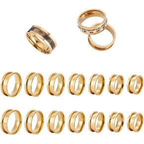 UNICRAFTALE 14Pcs 7 Sizes Ring Blanks Titanium Steel Grooved Finger Rings Set Golden Core Inlay Ring for Resin Empty Unisex Rings for DIY Jewelry Making in Saudi Arabia