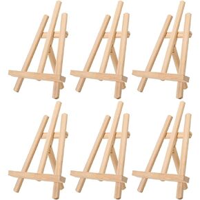 BangQiao 6 Pack 10.50 inch Natural Pine Wood Small Tabletop A-Frame Display Stand Art Easel for Artist Kids Painting Class Party, Portable Canvas Photo Picture Desktop Tripod Holder in Kuwait