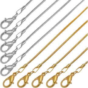 Forise 20 قطعة 20 بوصة مطلية بالفضة والذهب 1.2 مللي متر قلادة سلسلة ثعبان ذاتية الصنع مع مشابك جراد البحر لصنع المجوهرات in Kuwait