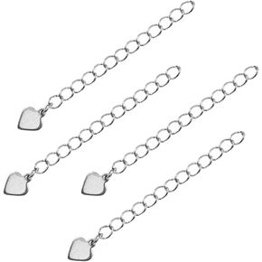 DanLingJewelry 10 Strand 304 Stainless Steel Necklace Bracelet Extender Chain Set with Heart Charms Length 1.97-2.36 Inch for Jewelry Making