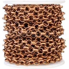 CleverDelights Bulk Rolo Chain - 1/4" Link (6.4mm) - 25 Feet - Antique Copper Color in Kuwait