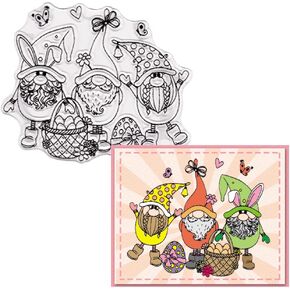 Easter Gnomes Clear Stamps for Card Making and Journaling, Cute Gnome Silicone Stamps Easter Words Banner Rubber Stamps for Scrapbooking DIY Cards Album Crafts Supplies in Saudi Arabia