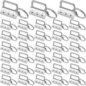 Outus 100 قطعة Key Fob Hardware Key Fob سلسلة مفاتيح معصم مع حلقة مقسمة (فضي، 1.25 بوصة)