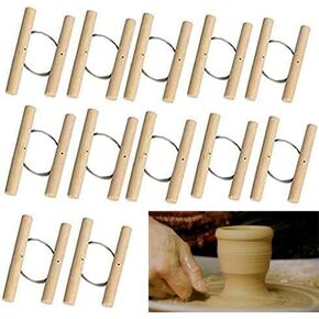 Ioffersuper 12Pcs Wire Clay Cutter with Wood Handle Easy to Use Steel Wire Cutting Tools for Cheese Plasticine Dough Mud Line Pottery Clay Ceramic Art Sculpture Cutting Cutting Pottery Tools Supplies
