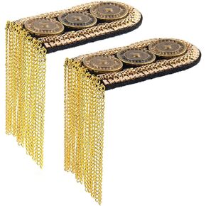 Framendino, 2 Pack Gold Tassel Epaulettes Shoulder Spike Chain Epaulet Shoulder Applique Badge Brooch Pins for Women Men DIY Jacket Clothes Accessories in Saudi Arabia