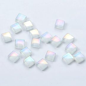Mixed Color Crystal Mosaic Tiles,200pcs/bag Square Glass Mosaic Tiles for DIY Crafts Supplier Laser Crystall Mosaic Tile Creative Art Material (Mix Color)