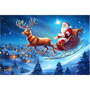 KTHOFCY 5D DIY Diamond Painting Kits for Adults Kids, Santa Claus Riding Reindeer Full Diamond Embroidery Cross Stitch Crystal Rhinestone Paintings Pictures Arts Wall Decor Dots Kits 15.7X11.8 in in Kuwait