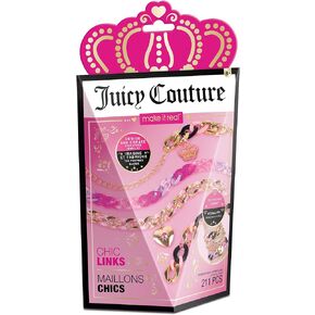 Make It Real Juicy Couture: Chic Links - 211 قطعة، طقم مجوهرات DIY، تصميم وإنشاء مجوهرات مميزة، مدلاة قابلة للتخصيص، للمراهقات، البنات والأطفال من عمر 8 سنوات فما فوق in Kuwait