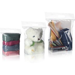 Clear Zipper Storage Bags Zipper Seal Expandable Bottom Bag Plastic Zipper Moving Bags Transparent with Carry Handle for Holding Clothes Food Craft (36 Pieces,8 x 8 Inch, 10 x 10 Inch, 12 x 12 Inch)