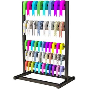 5 Tier Ribbon Holder Organizer Rack, Metal Large Capacity Sewing Stand Organizer, Display Rack Storage Shelf for Craft Room Cake Shop Flower Store (Color : Gold)