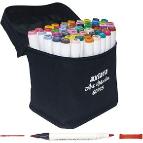 60 Colors Artist Alcohol Markers Dual Tip Art Markers Twin Sketch Markers Pens Permanent Alcohol Based Markers with Case for Adult Kids Coloring Drawing Sketching Card Making Illustration in Saudi Arabia