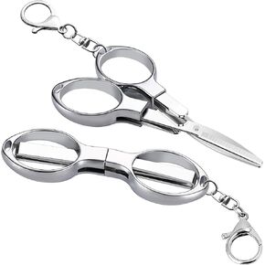 مقص قابل للطي، قطعتان من مقصات سلسلة المفاتيح، مقص رحلات سفر آمن ومحمول، قاطع تلسكوبي من الفولاذ المقاوم للصدأ يستخدم للمنزل والمكتب وصيد الأسماك in Kuwait