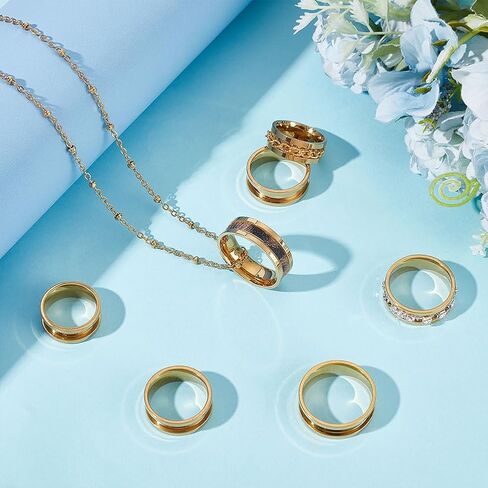 UNICRAFTALE 14Pcs 7 Sizes Ring Blanks Titanium Steel Grooved Finger Rings Set Golden Core Inlay Ring for Resin Empty Unisex Rings for DIY Jewelry Making in Saudi Arabia
