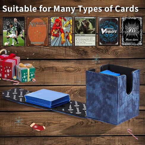صندوق بطاقات HENWEI Deck، حافظة من جلد البولي يوريثان مع قلاب مزدوج، يحمل أكثر من 150 بطاقة مغناطيسية ذات أكمام واحدة، صندوق تخزين ألعاب بطاقات التداول متوافق مع TCG CCG، نمط تمساح MTG - أسود in Kuwait