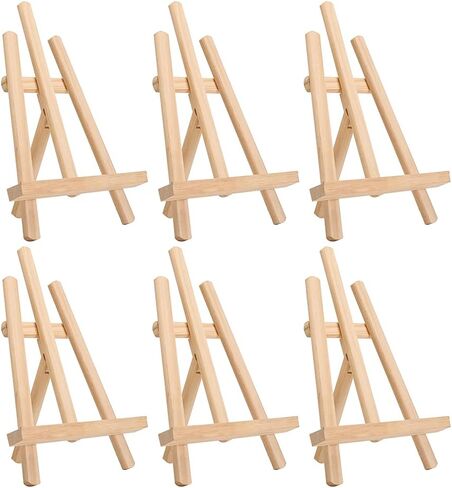 BangQiao 6 Pack 10.50 inch Natural Pine Wood Small Tabletop A-Frame Display Stand Art Easel for Artist Kids Painting Class Party, Portable Canvas Photo Picture Desktop Tripod Holder in Kuwait